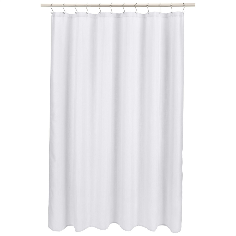 Amazon Basics Linen Style Bathroom Shower Curtain  72"" x 72""  Bright White  11.42"" L x 9.45"" W