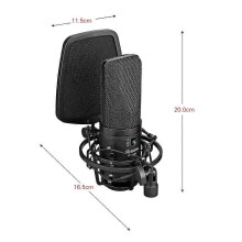 (As show, One size) BOYA BY-M1000 Professional Large Diaphragm Condenser Microphone Podcast Mic Kit Support Cardioid/Omnidirectional/Bidirectional with Double-layer Pop F