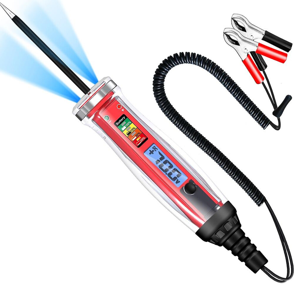 (As Show, One Size) Electrical Test Pen Bipolar Automotive Wiring Tester Digital Lcd Automobile Power Tester 1-75V Car P 6909775602690