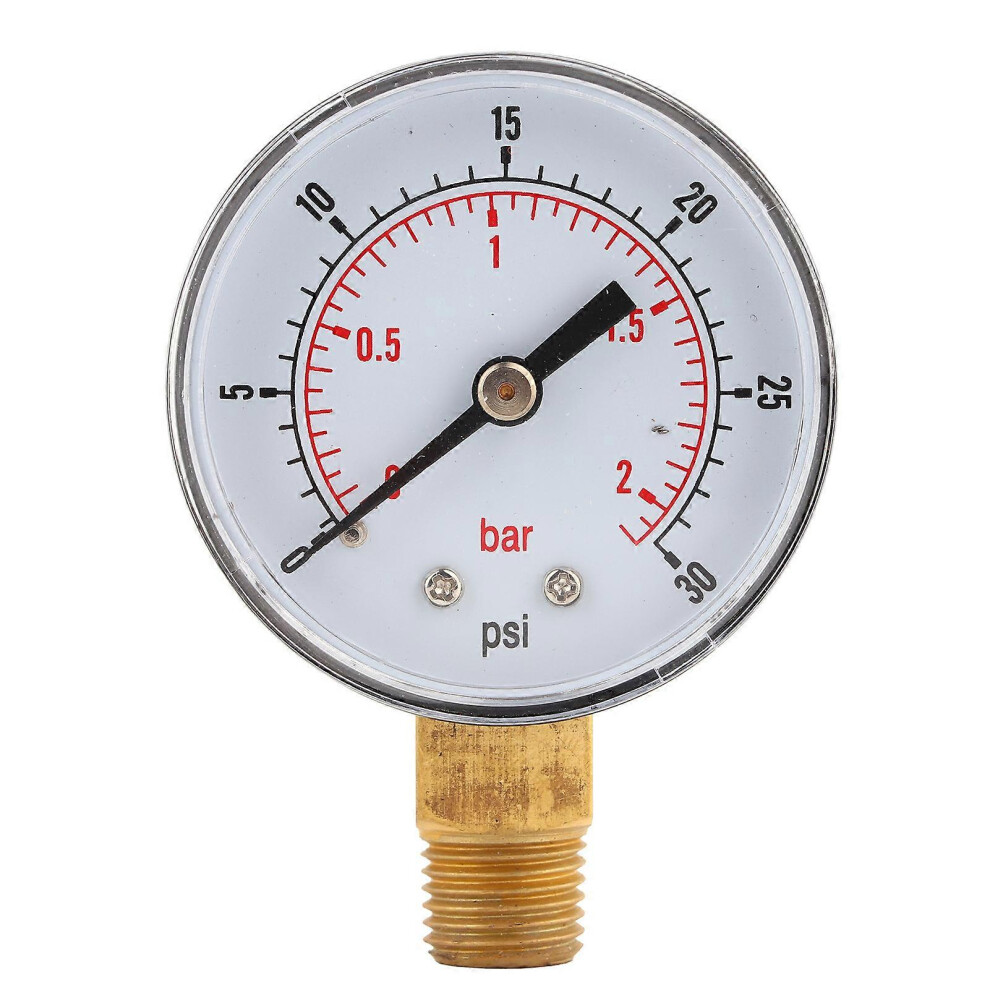 (As Show, One Size) Pressure Gauge 50Mm 1/4 Bspt Brass Thread For Fuel Air Oil Gas Water (0-30Psi 0-2Bar) 6909775966242