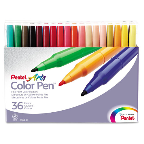 Pentel Pentel S36036 Farbstift-Set mit feiner Spitze, 36 verschiedene Farben, 36/Set 2