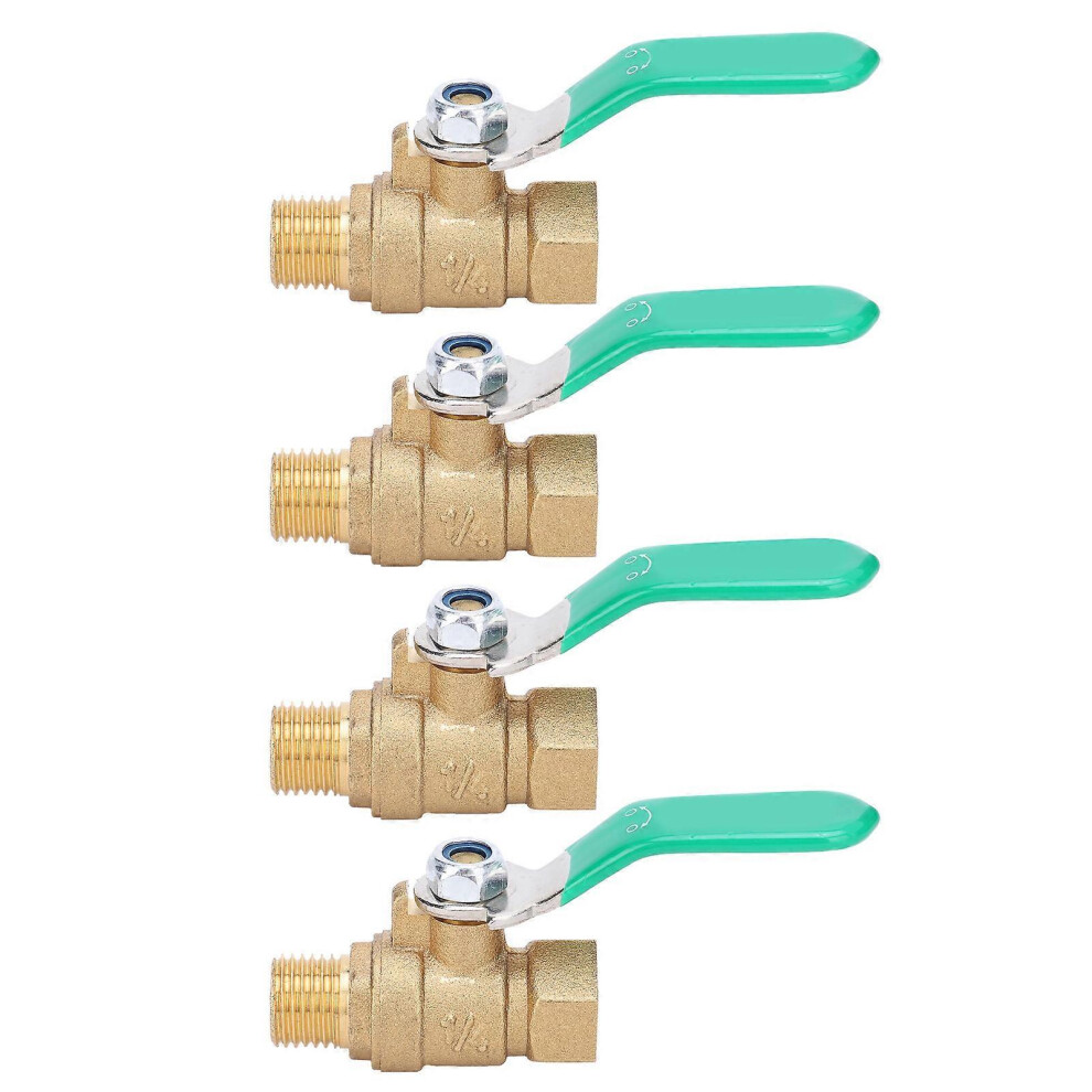 (As Show, One Size) 4Pcs Brass Ball Valve G1/4In 1 Female 1 Male Thread Drain Shut Off Switch Plumbing Fitting 6909775984529