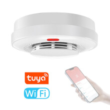(As show, One size) Tuya Wifi Smoke Detector Fire Protecting Sound Alarm Sensor Cellphone APP Remote Push Alert with Ala