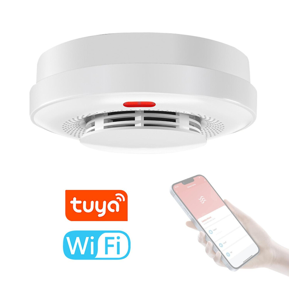 (As Show, One Size) Tuya Wifi Smoke Detector Fire Protecting Sound Alarm Sensor Cellphone App Remote Push Alert With Ala 6909775636909
