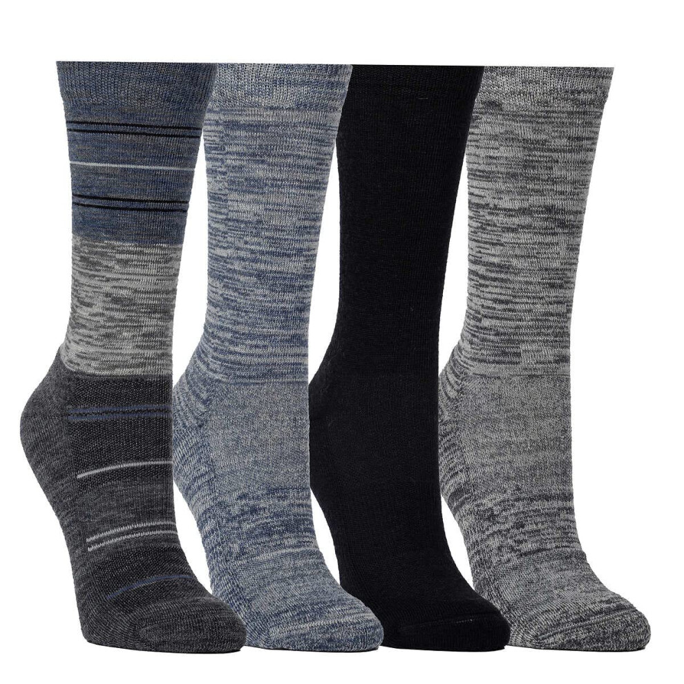 Kirkland Signature Ladies' Crew Socks Extra-Fine Merino Wool  Blue  4 Pairs