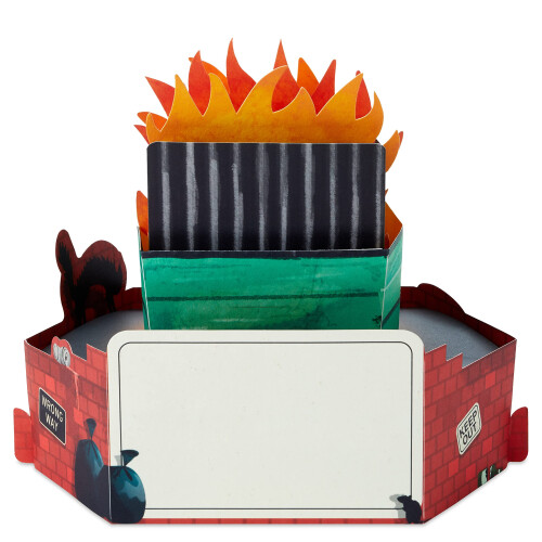 Hallmark Paper Wonder Grappige blanco pop-upkaart (Dumpster Fire) 1