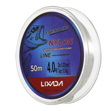 (As show, One size) Lixada 50m Fishing Line Thread Clear White Thin Fishing Line Smooth Casting for Freshwater and Saltw