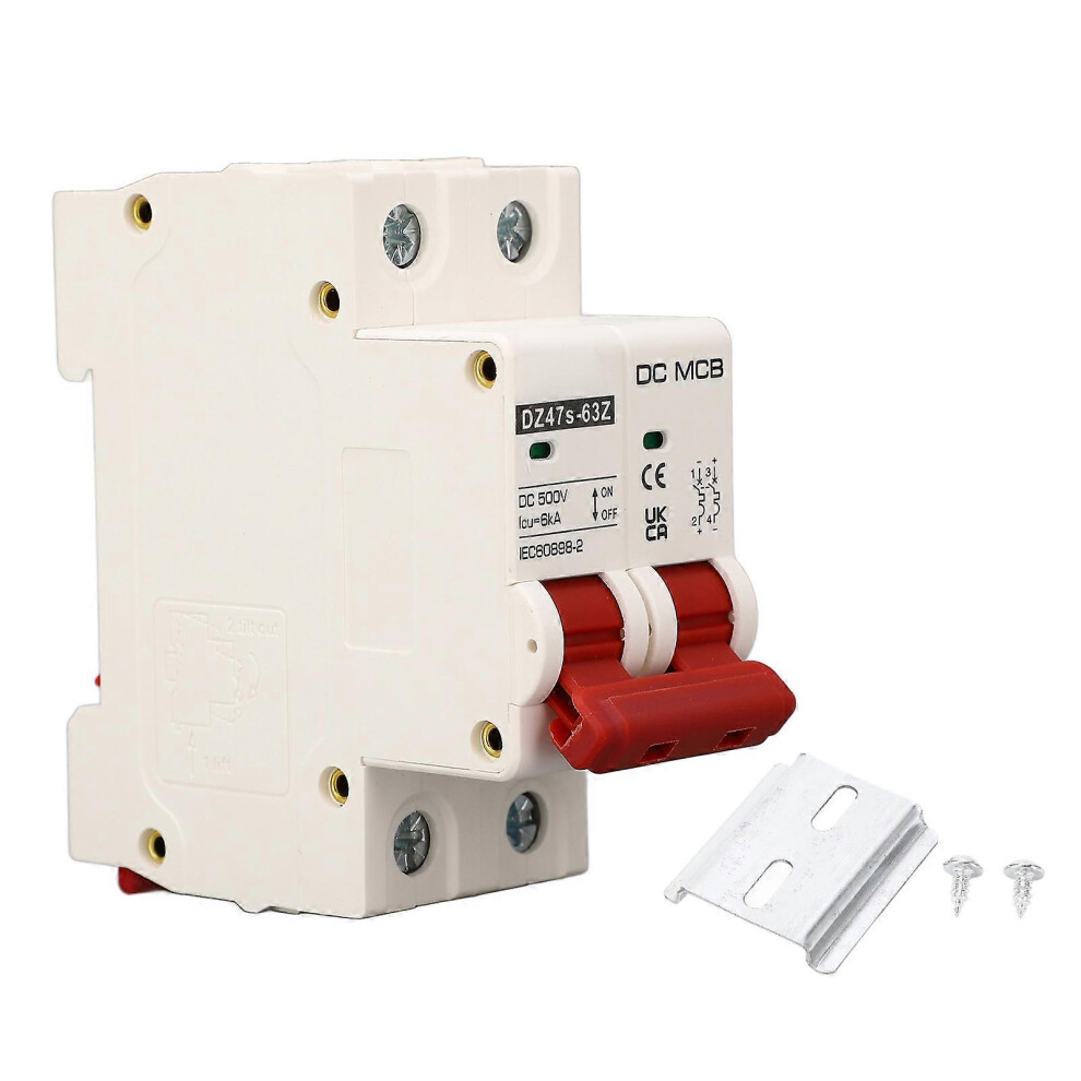 (As Show, One Size) Dc Circuit Breaker Short Circuit Protection Arc Extinguishing Miniature Circuit Breaker Dc 500V 2P 50A 6909775971024