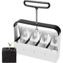 4 Cell Seeds Block Maker, Manual Soil Blocker with Comfort Grip Handle for Garden Greenhouse Seed Starting, Plantings, Cultivation
