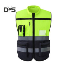 (fluoreszierendes Gelb, 2XL) Warnweste für Herren und Damen, Stehkragen, ärmellos, Design mit mehreren