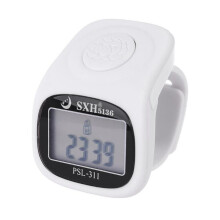 (bianco) Contatore digitale a 6 dita, 8 canali, con retroilluminazione, anello in silicone per preghiera