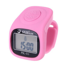 (rose) 6 Compteurs digitaux de doigts 8 canaux W Rétro-éclairage Time Prayer Bague en silicone
