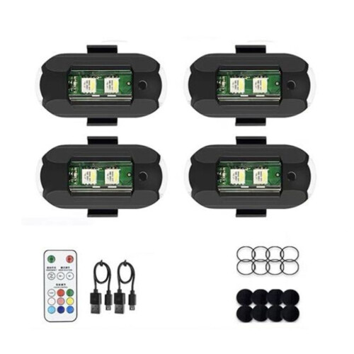 (4pcs) Led Strobe Light With 7 Colors Multiple Flashing Modes High-brightness Remote Control Simple Installation Motorcycle Vehicle
