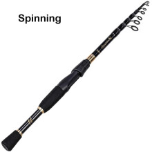 (zwart, Spinhengel 1.8M) Sougayilang Vishengel Spinning Casting Telescopisch 1.8-2.4m Vishengel Vishengel