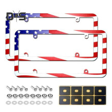 2pcs License Plate Frames Clear Front Rear Shield Car Licence Plate Holder Protector With Screws Caps For Any Us Plates
