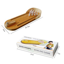 Mini set di giocattoli da bowling da tavolo in legno, divertente gioco da tavolo interattivo per genitori