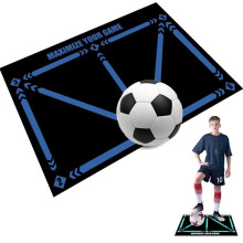 (blauw, één maat) Voetbal voetstap trainingsmat, dribbel stille hulpstukken, voetbaltrainer, slijtvaste