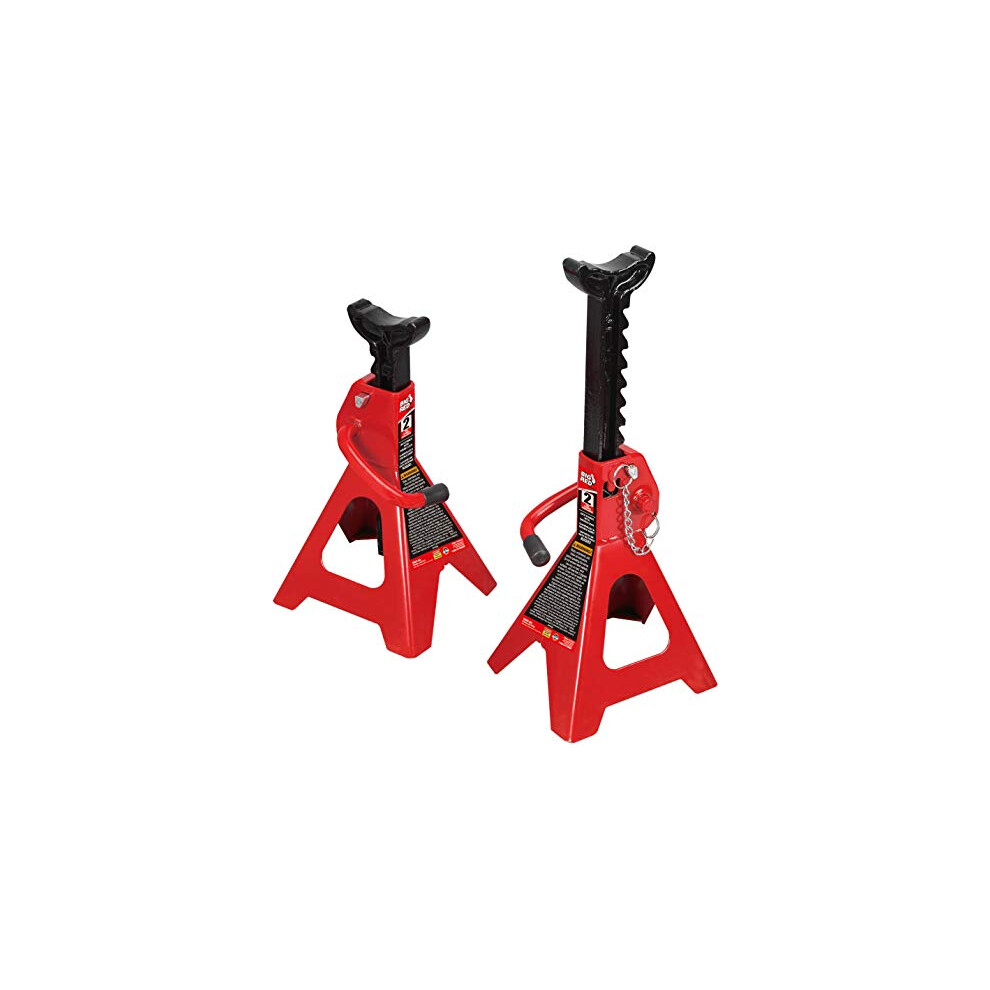 BIG RED T42002A Torin Steel Jack Stands: Double Locking, 2 Ton (4,000 lb) Capacity, Red, 1 Pair-image-OPC-PHCKXYX-NEW