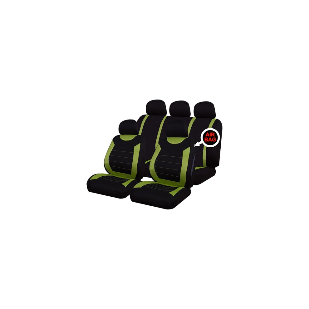 Sakura Car Seat And Headrest Covers Carnaby Ss5294 - Full Set Universal Size Elasticated Hems Side Airbag Compatible Washable Easy Fit Green 9481310655714