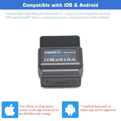 Veepeak OBDCheck BLE Bluetooth OBD II Scanner Car OBD Code Reader Auto Diagnostic Tool for iOS & Android 2