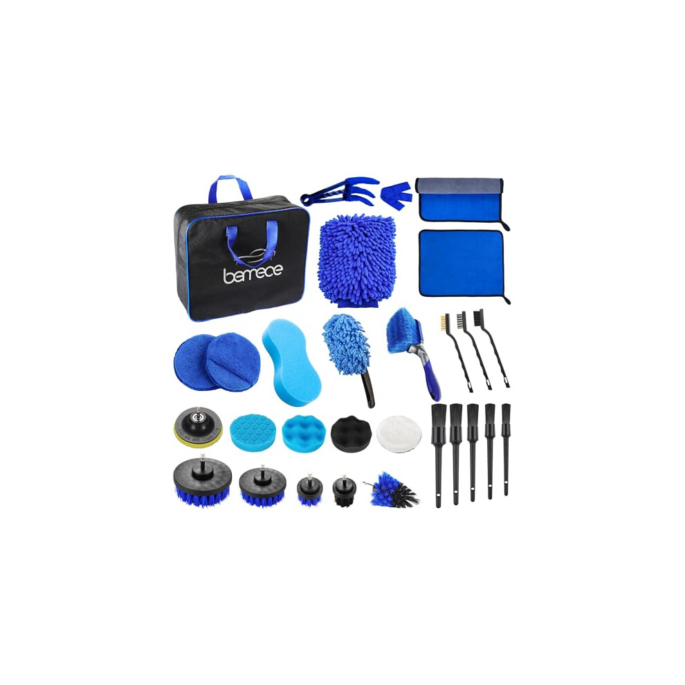 Bemece 29 Piece Car Detailing Kit, Car Cleaning Kit For Cleaning Wheels, Interior, Exterior, Leather, Dashboard, Vents (Blue)Â¦ Blue 8443475154717