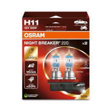 OSRAM NIGHT BREAKER 220, H11, 220% more brightness, halogen headlight lamp, 64211NB220-2HB, Folding Box (2 lamps), white