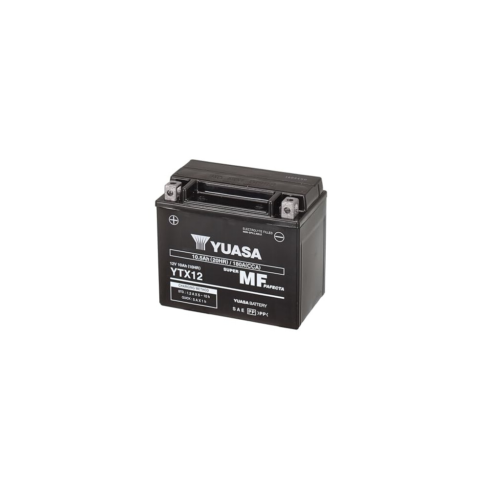 Yuasa Ytx12 12V 180 Cca Maintenance Free Vrla Agm Motorbike Battery, Black 4190935029576