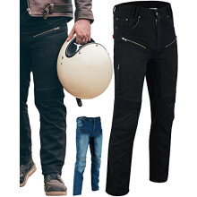 Texpeed Mens Motorcycle Motorbike Biker Trousers - Jeans Pants Made With 280gsm Aramid And Protective CE Armour (EN 1621-1) - Tapered Fit Black - (38