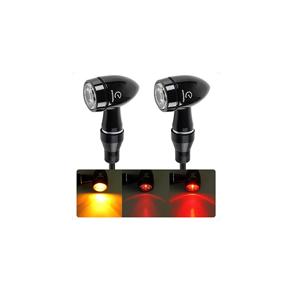 Evermotor Mini Led Indicators Motorcycle Universal Cnc 12V 2 Pcs, Bullet Aluminum Shell With Beautiful Surface Treatment, Ip67 Waterproof, E32 E-Mark 7403500915257