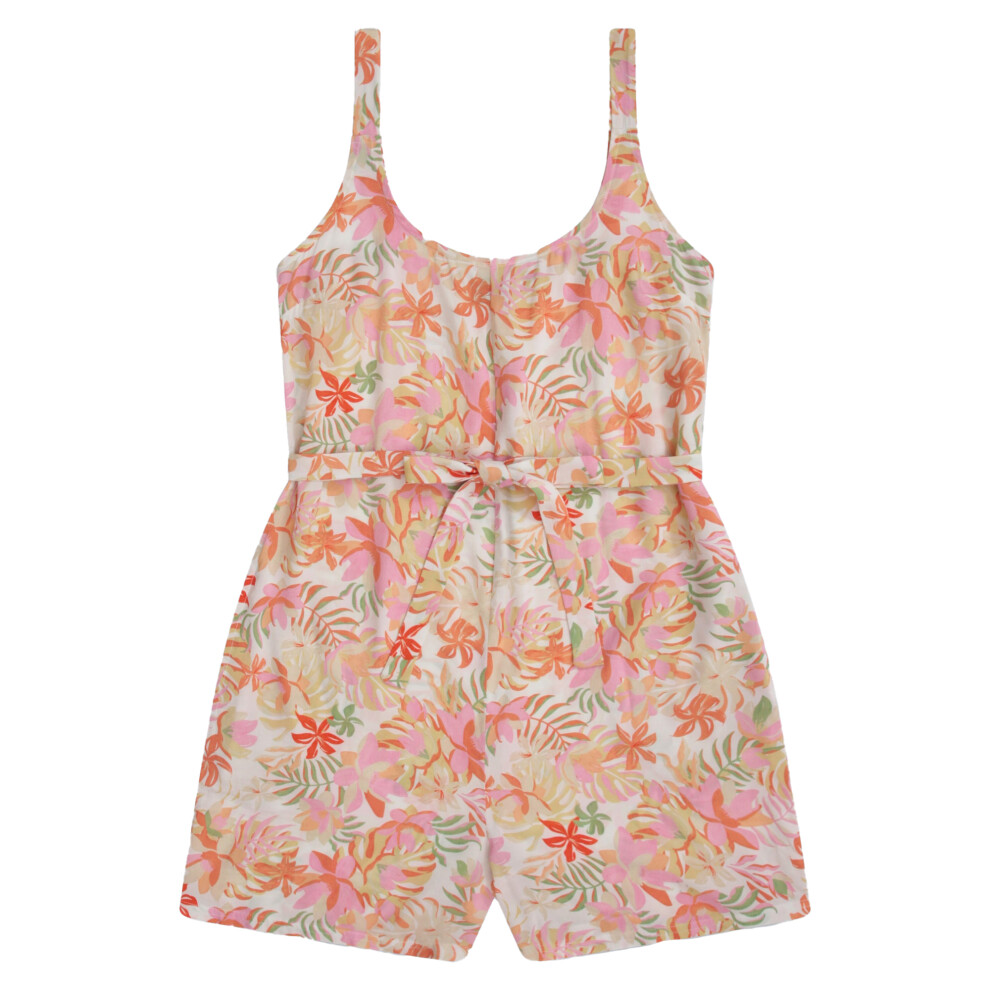 (18 UK, Off White) Animal Womens/Ladies Flora Leaf Print Playsuit