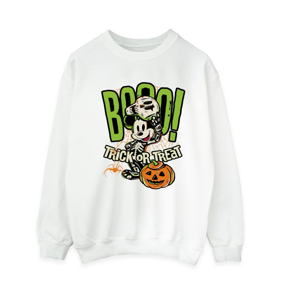 (S, White) Mickey Mouse Mens Boo Sweatshirt