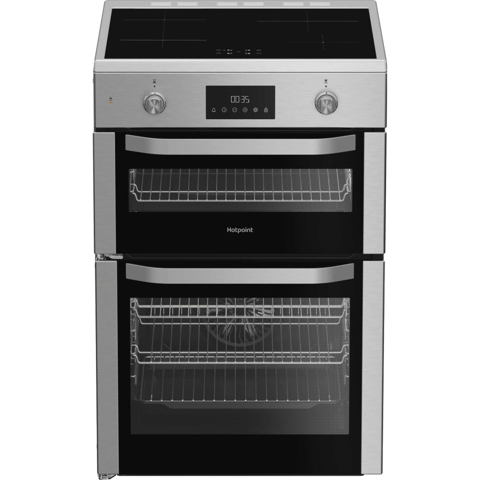 Hotpoint HDE6IDC2X Double Oven Electric Cooker with 4 Zone Induction Hob - Stainless Steel