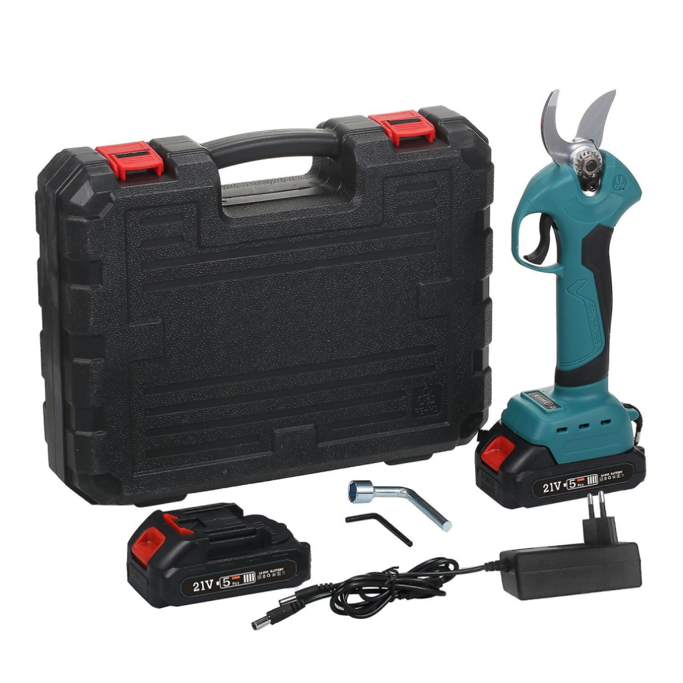 21V Brushless Cordless Electric Pruning Shears 2 Pack Backup Rechargeable 2000mah Lithium Battery Po