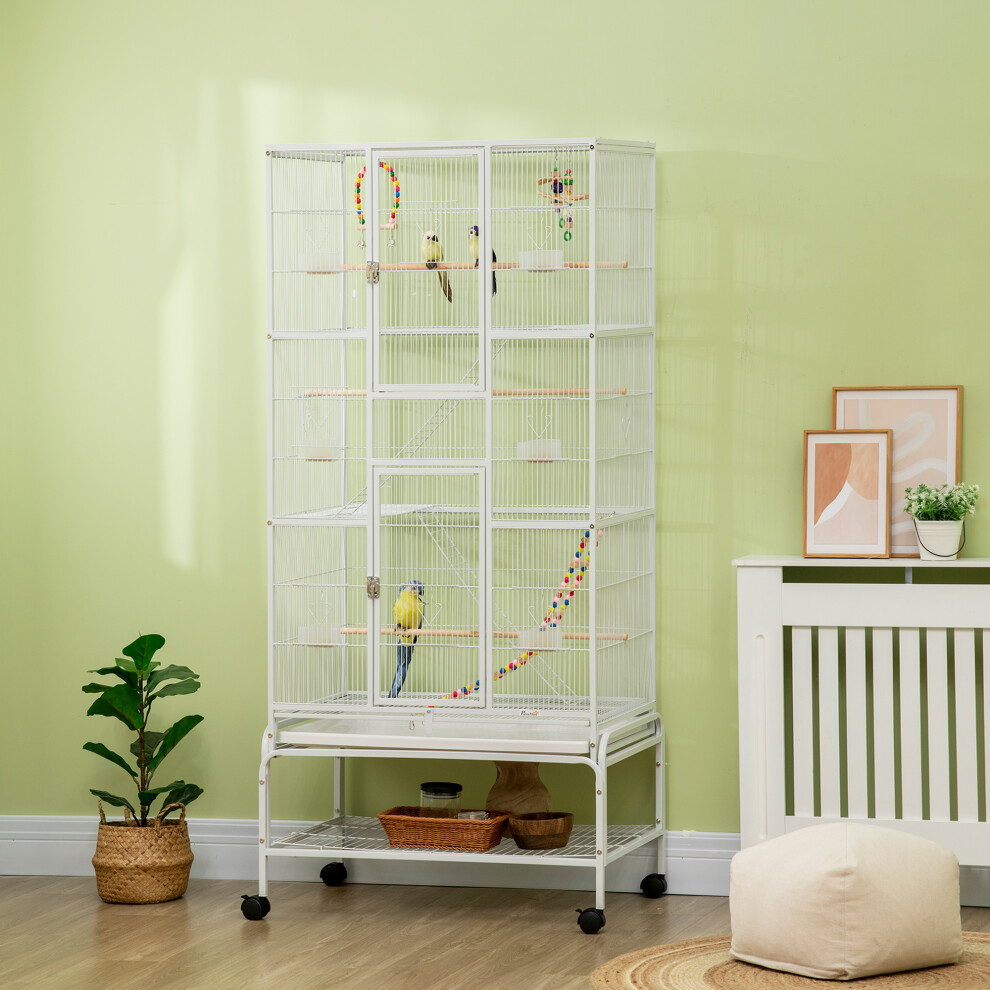 PawHut 3 Tier Bird Cage W/ Stand Toy, for Canary Finch Cockatiel Parakeet Budgie