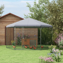 PawHut Walk-in Chicken Run w/ Cover, for 10-15 Chickens, Hens, Rabbits, Ducks