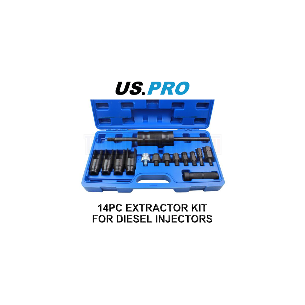 Us Pro Tools 14Pc Injector Extractor + Common Rail Adaptor Bosch Delphi Etc 5597