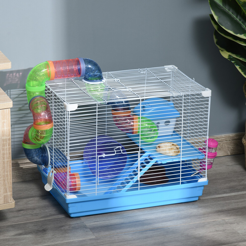 Pawhut Hamster Cage Carrier Small Animal House W/ Exercise Wheels Tunnel Tube - Image 5