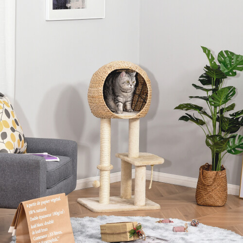 PawHut PawHut 100cm Cat Tree Tower Kitten Climbing Tower W/ Scratching Post Condo