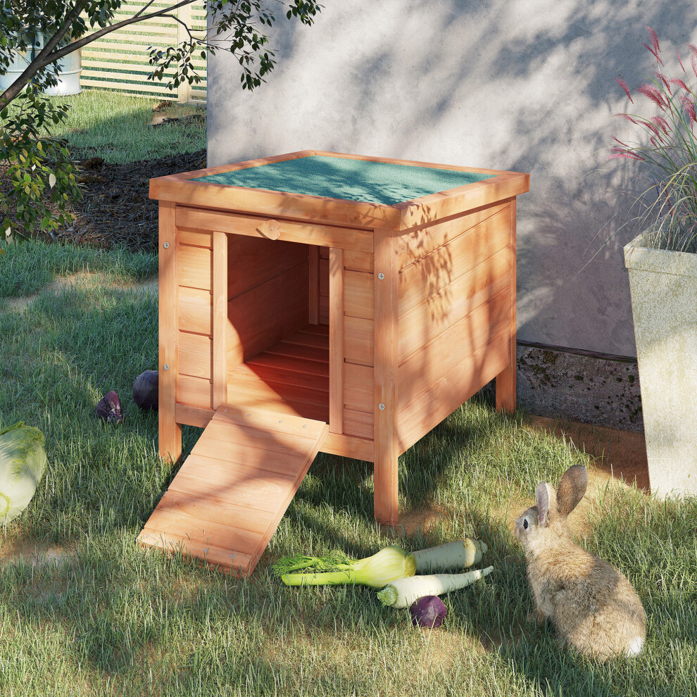PawHut Rabbit Hutch, Bunny Cage Outdoor with Waterproof Roof, Natural