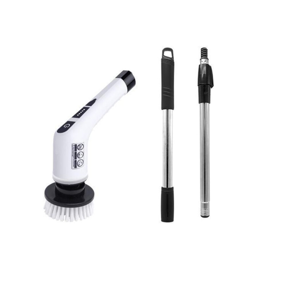 (black,white, USB) Cordless Electric Spin Scrubber with Long Handle and Crevice Brush for Kitchen and Bathroom