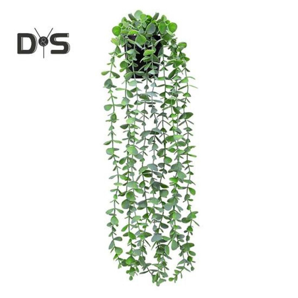 (as the picture, D) Faux Eucalyptus Vine Potted Hanging Fake Plant Artificial Greenery Vine For Indoor Outdoor Bathroom Living Room Office Wall Decor