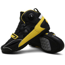 (schwarz, gelb, 41) Unisex-Stiefel High Top Motorradstiefel Drehknopf Motorrad Reiten Racing Offroad-Stiefel