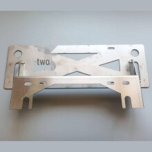 Cadre de plaque d'immatriculation ajustable en acier inoxydable pour véhicules tout-terrain avec guide de câble de treuil