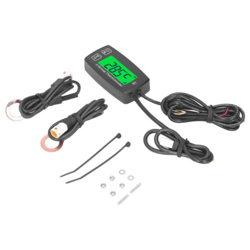 Channel Lcd Thermometer Engine Temp Gauge Meter Digital Display With Green Backlight For Motorc 2