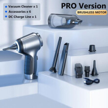 (Silver) 95000Pa Wireless Car Vacuum Cleaner Brand New German Original Brushless Motor Powerful Handheld Household Car Dual-purpose