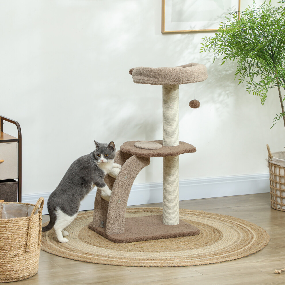 Pawhut 88Cm Cat Tree For Indoor Cats, Cat Tower With Scratching Post, Brown