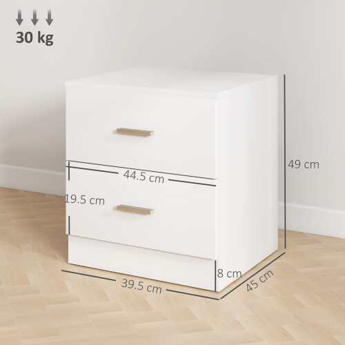 Homcom HOMCOM Bedside Table w/ 2 Drawers, Nightstand, Side Storage Cabinet Unit 2