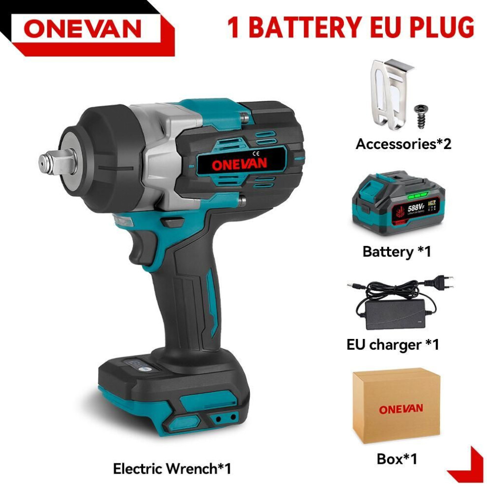 (1 Battery Set A) ONEVAN 2800N.M 2800W Brushless Electric Impact Wrench 1/2 Inch Cordless Impact Wrench Screwdriver Tool For Makita 18V Battery