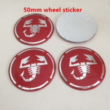 (50mm punainen tarra)4kplAbarth-auton pyörän keskusnapakorkkien tunnus Merkkikuorien tarra Scorpion 500 1000TC