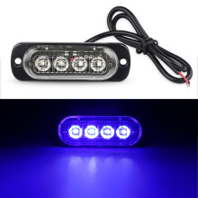 (4 LED blu) Griglia luminosa di avvertimento per auto a 4 LED, senza stroboscopio, luce di emergenza per guasti,